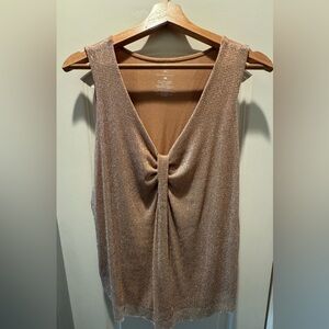 New York & Company Gold Shimmering Tank-top Blouse